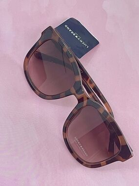 Lucky Brand Tortoiseshell Oversized Square Sunglasses with Brown Lenses